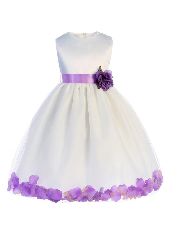 Crayon Kids Baby Girls White Lilac Floating Petals Flower Girl Dress 6-24M - SophiasStyle.com